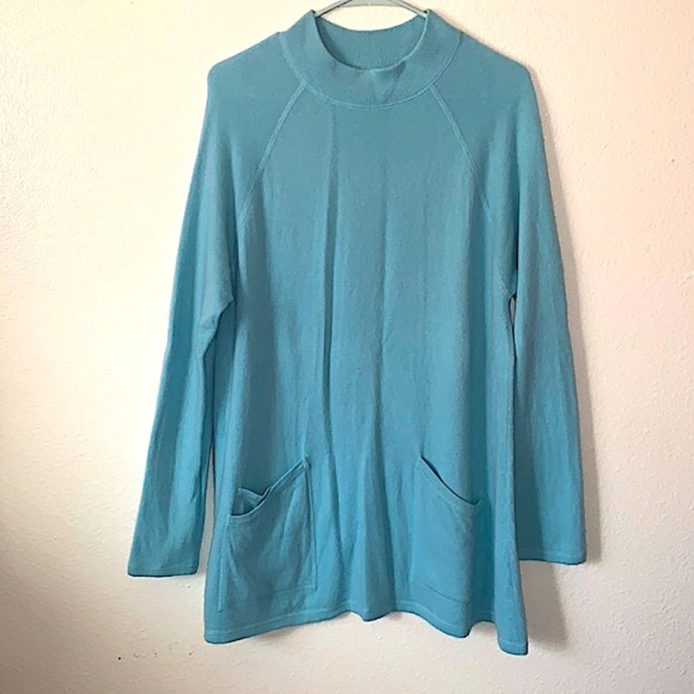 VINTAGE J. JILL 100% CASHMERE MOCK NECK TUNIC SWEATER SIZE LARGE TALL - Picture 1 of 15